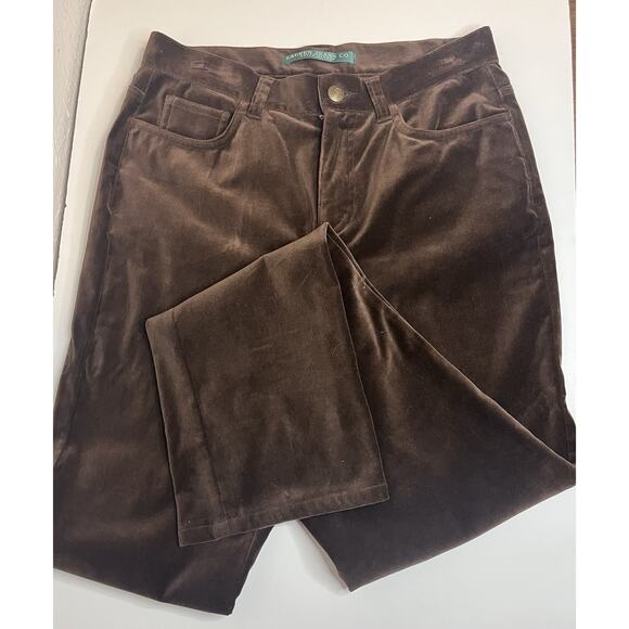 VTG Lauren Ralph Lauren Boho Brown Velvet Jeans Size 2 Straight Leg Stretch - Picture 1 of 7